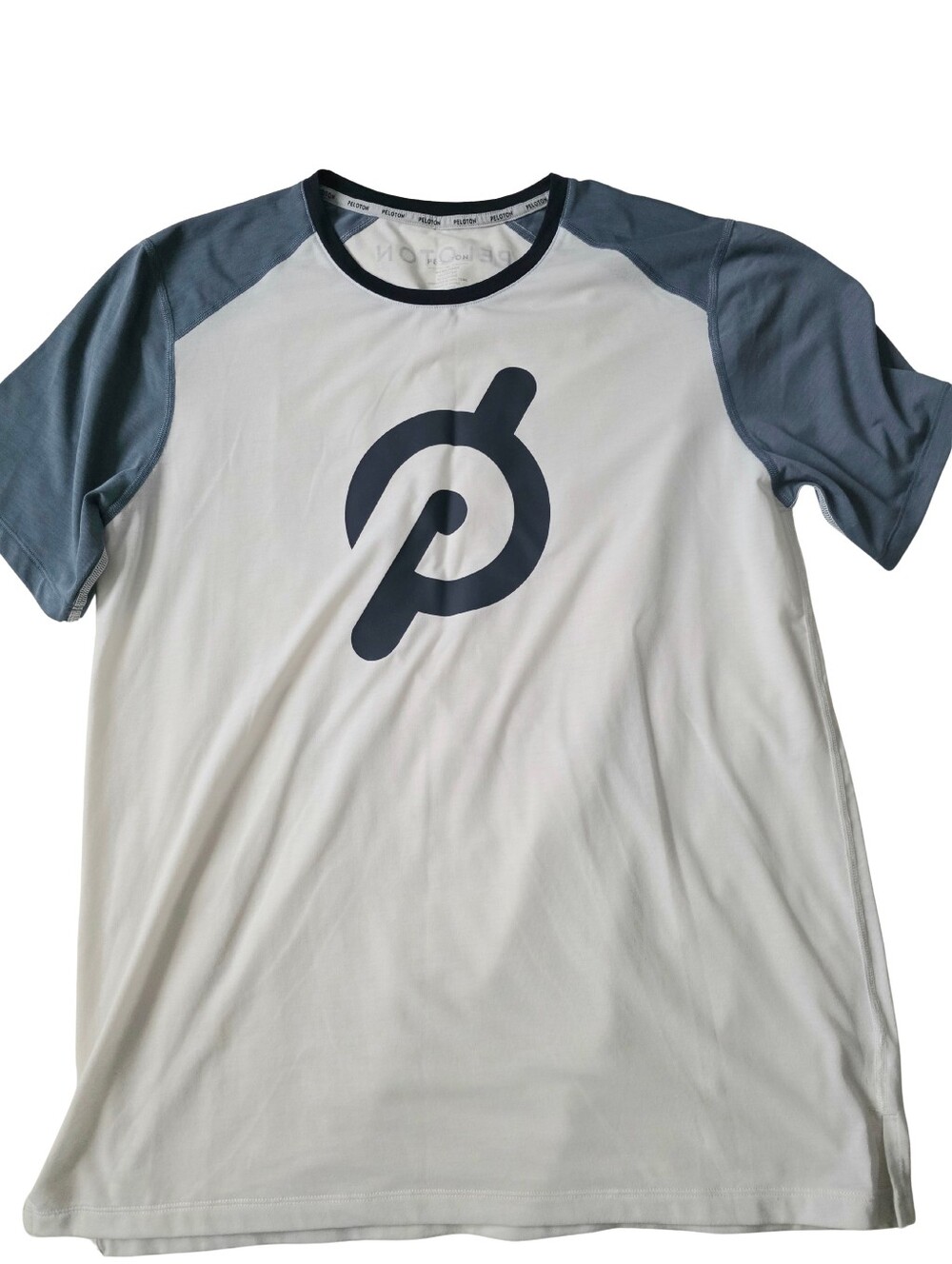 Peloton White Tee with Slate Raglan Sleeves